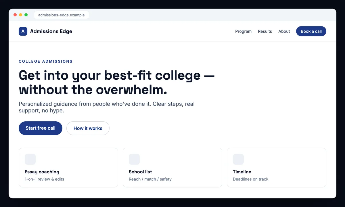 A fast, modern marketing site for an education brand